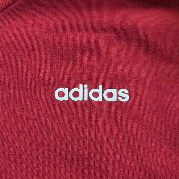 Adidas Heavy Cotton Classic 3 Stripe Dark Red Pull Over Hoodie - Picture 3 of 4